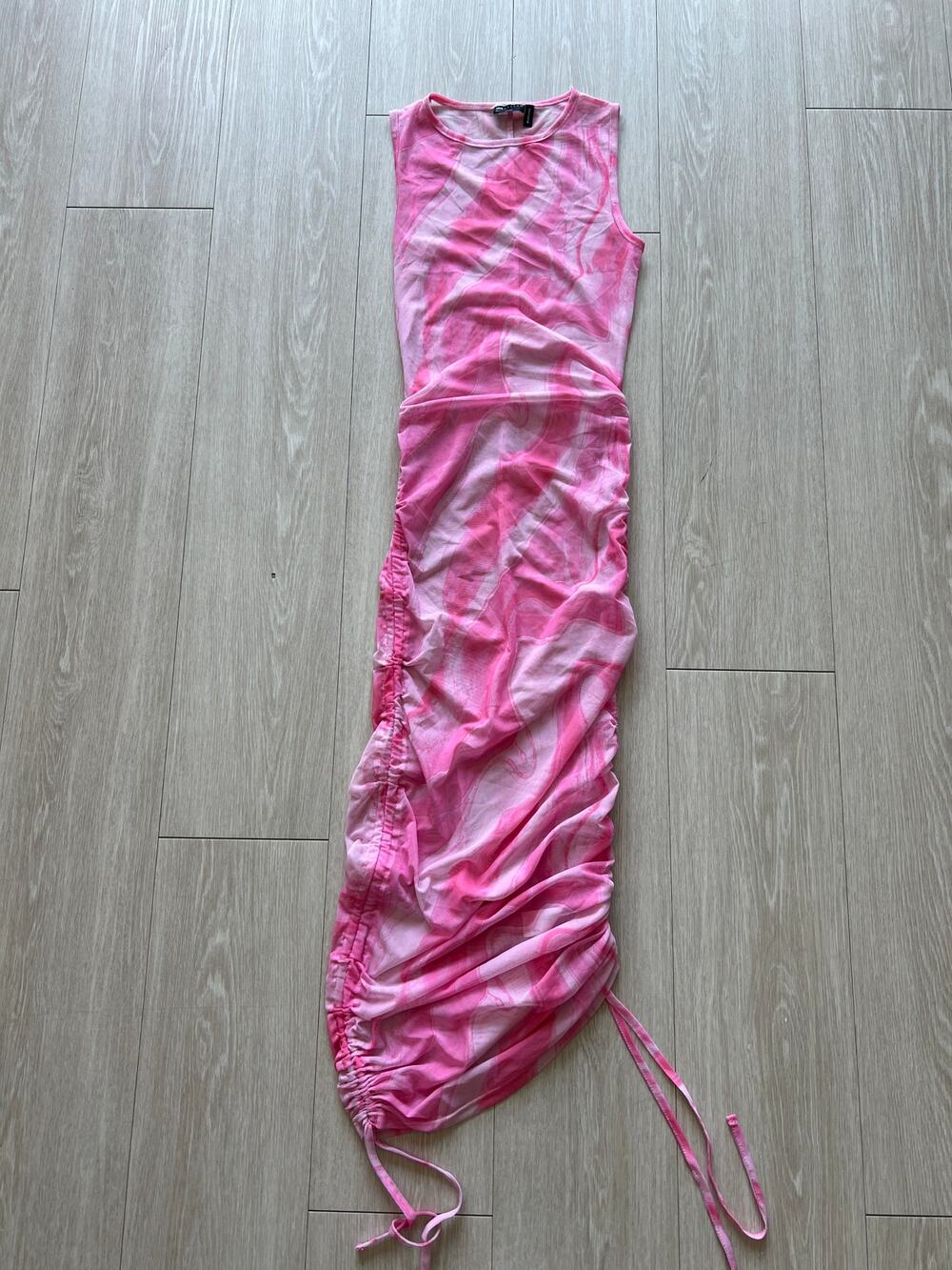 Asos Design Pink Mesh Dress Size 2 Beach Cover Up TINY